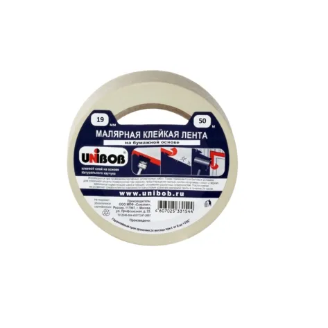 Клейкая лента малярная UNIBOB 19мм х 50м